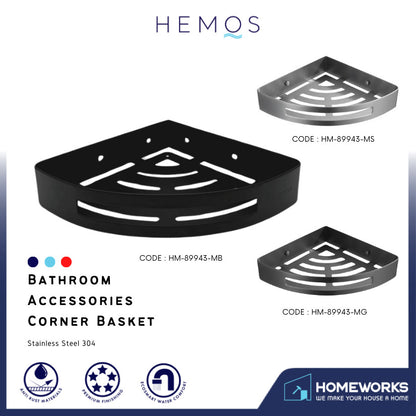 HEMOS BATHROOM FAUCET STAINLESS STEEL SUS 304 CORNER BASKET HM-89943 (MATT BLACK,SILVER,GREY)