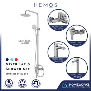 HEMOS STEEL MIXER BASIN TAP MIXER EXPOSED BATH SHOWER WITH TAP 3 MODE SHOWER SET HM-12SERIES