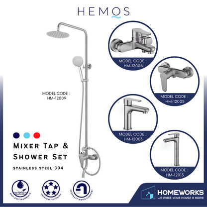 HEMOS STEEL MIXER BASIN TAP MIXER EXPOSED BATH SHOWER WITH TAP 3 MODE SHOWER SET HM-12SERIES