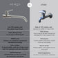 HEMOS BATHROOM FAUCET SUS304 STAINLESS STEEL WALL LONG BIBTAP EXTRA 360° ROTATABLE BIB TAP HM-3705