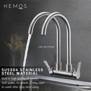 HEMOS KITCHEN FAUCET STAINLESS STEEL SUS 304 PILLAR WALL SINK TAP KEPALA PAIP DAPUR 37SERIES