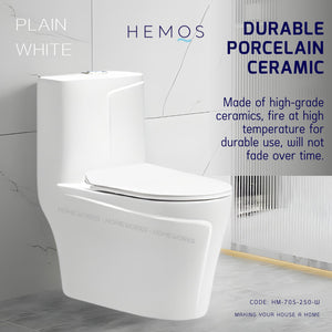 HEMOS BATHROOM CERAMIC ONE PIECE TOILET BOWL POWERFUL&QUIET DUAL FLUSH JAMBAN BILIK AIR HM-705-250-W