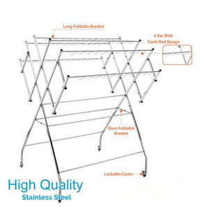 STAINLESS STEEL FREE STANDING FOLDABLE CLOTHES DRYING RACK CT-503