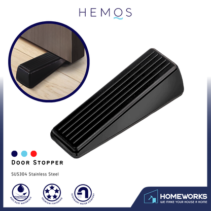 HEMOS STAINLESS STEEL HEAVY DUTY DOOR STOPPER FOR BOTTOM OF DOOR NON-SCRATCH & ANTI-SLIP HM-5909-MB