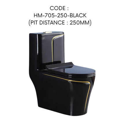 HEMOS BATHROOM CERAMIC ONE PIECE TOILET BOWL POWERFUL&QUIET DUAL FLUSH JAMBAN BILIK AIR HM-705-250-W