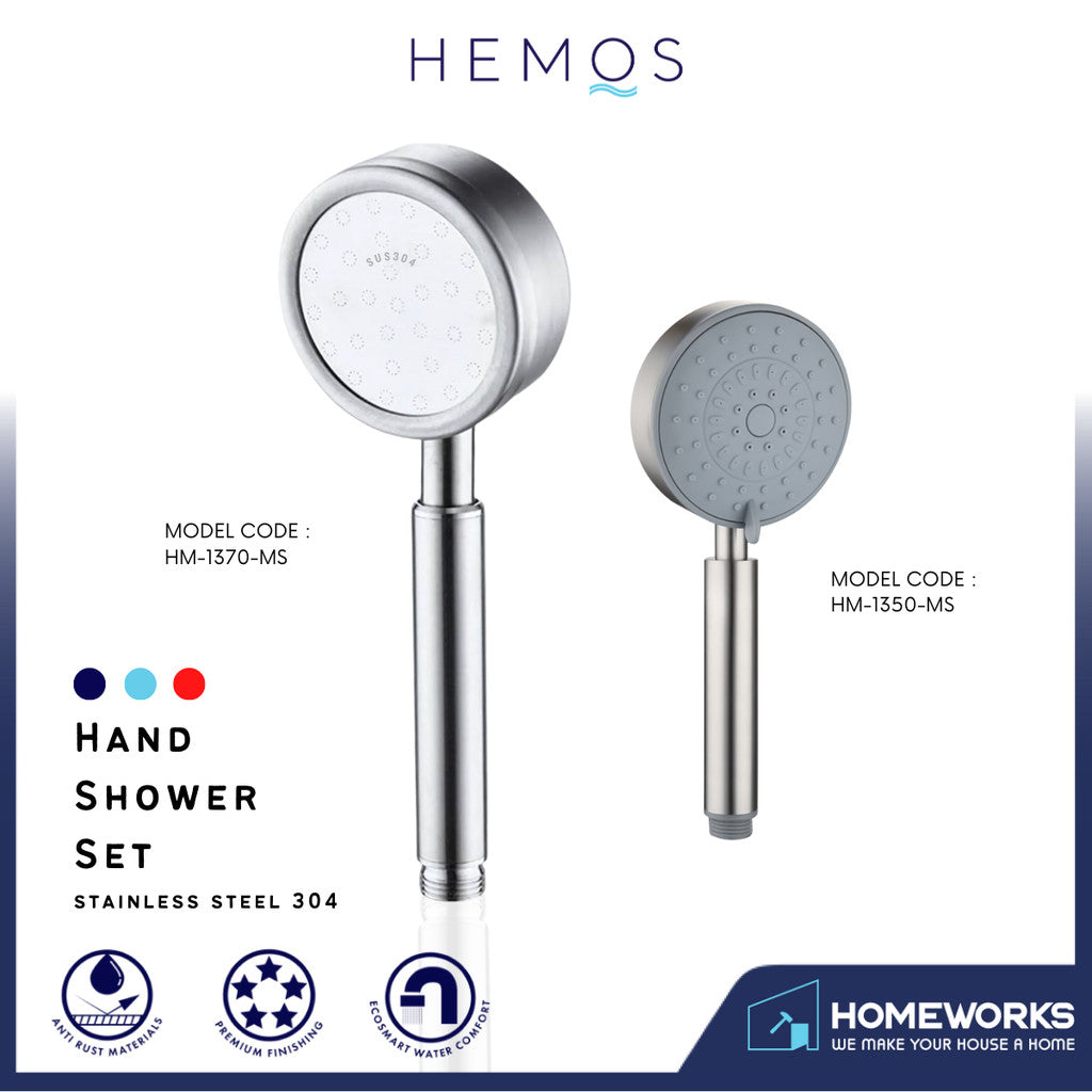 HEMOS BATHROOM FAUCET 304 STAINLESS STEEL 150CM SHOWER TUBE AND HAND SHOWER HM-1350, HM-1370-MS