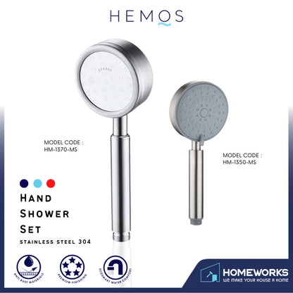 HEMOS BATHROOM FAUCET 304 STAINLESS STEEL 150CM SHOWER TUBE AND HAND SHOWER HM-1350, HM-1370-MS