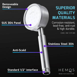 HEMOS BATHROOM FAUCET 304 STAINLESS STEEL 150CM SHOWER TUBE AND HAND SHOWER HM-1350, HM-1370-MS