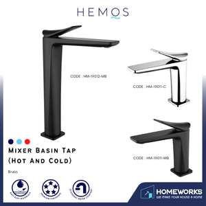 HEMOS BRASS MIXER PILLAR TAP AND TALL PILLAR TAP(MATT BLACK) HM-19012 (MATT BLACK,CHROME) HM-19011