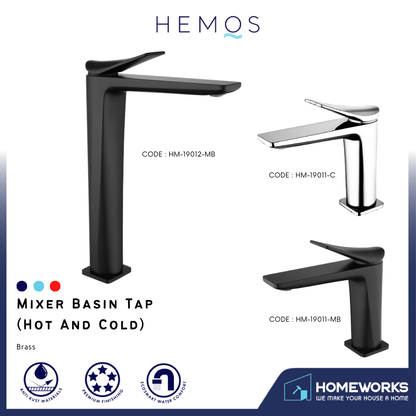 HEMOS BRASS MIXER PILLAR TAP AND TALL PILLAR TAP(MATT BLACK) HM-19012 (MATT BLACK,CHROME) HM-19011