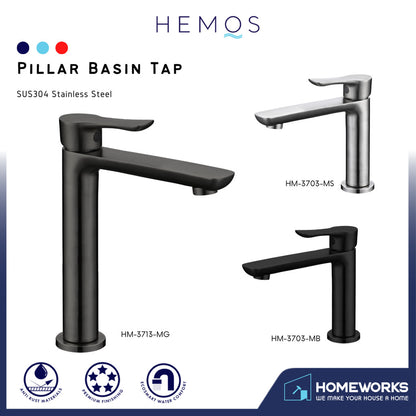HEMOS BATHROOM FAUCET SUS 304 PILLAR BASIN COLD TAP KEPALA PAIP BILIK AIR HM-3703,3713