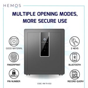 HEMOS TUYA APP IRON ANTI-DRILLING & SMASHING FINGERPRINT DIGITAL SECURITY SAFETY BOX HM-TH-300,450