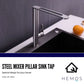 HEMOS KITCHEN FAUCET SUS 304 STAINLESS STEEL MIXER DESIGNER PILLAR SINK TAP WITH LONG SPOUT HM-19003