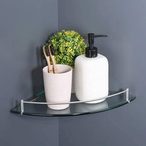 HEMOS BATHROOM FITTINGS STAINLESS STEEL SUS 304 CORNER GLASS SHELF HMBF-89933-MS