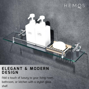 HEMOS BATHROOM FAUCET STAINLESS STEEL SUS 304 GLASS SHELF HM-83805 (MATT SILVER)