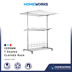1200MM STAINLESS STEEL T-SHAPE FOLDABLE CLOTHES RACK GMH-2300