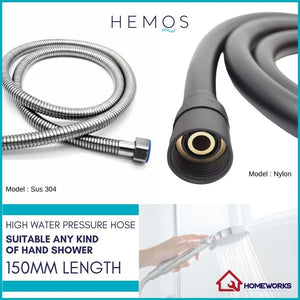 HEMOS BATHROOM PARTS 1.5M STEEL & NYLON SHOWER FLEXIBLE HOSE ONLY 软管