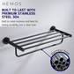 HEMOS BATHROOM FITTING SUS 304 CLOTHES TOWELS HOLDER RAK BILIK MANDI HM-83809 (MATT BLACK, SILVER)