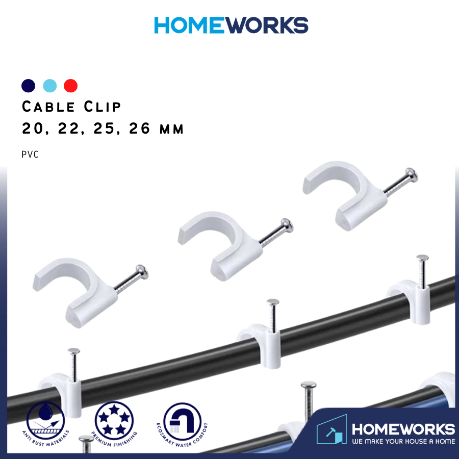 20MM 22MM 25MM 26MM WALL INSERT WIRE PIPING CABLE CLIP ELECTRIK PAIP KLIP