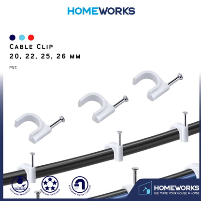 20MM 22MM 25MM 26MM WALL INSERT WIRE PIPING CABLE CLIP ELECTRIK PAIP KLIP