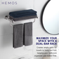HEMOS BATHROOM FITTING SUS 304 CLOTHES TOWELS HOLDER RAK BILIK MANDI HM-83809 (MATT BLACK, SILVER)