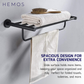 HEMOS BATHROOM FITTING SUS 304 CLOTHES TOWELS HOLDER RAK BILIK MANDI HM-83809 (MATT BLACK, SILVER)