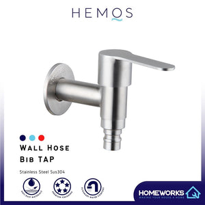 HEMOS BATHROOM FAUCET STAINLESS STEEL SUS 304 WALL HOSE BIB TAP HM-3316