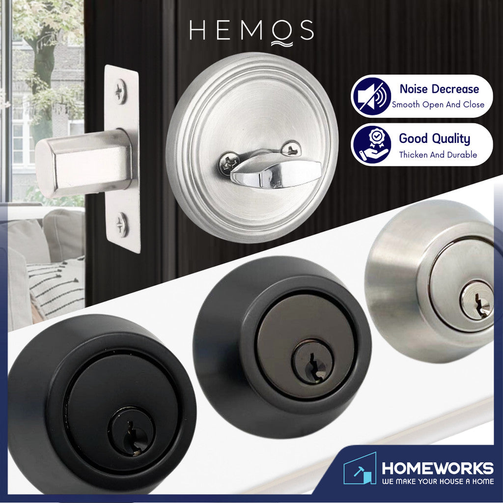 HEMOS 60-70MM SECURITY THUMBTURN & KEY DEADBOLT HOUSE DOOR LOCK HM-5401-MB,MS