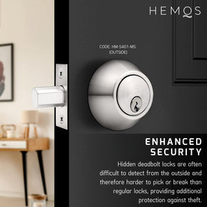 HEMOS 60-70MM SECURITY THUMBTURN & KEY DEADBOLT HOUSE DOOR LOCK HM-5401-MB,MS