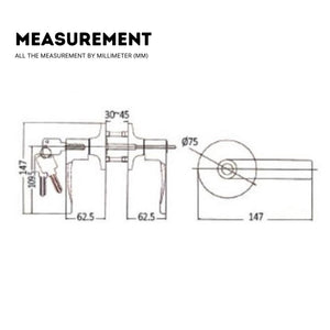 60-70MM TUBULAR LEVER ROOM DOOR LOCK (MATT GREY) ATL-8100