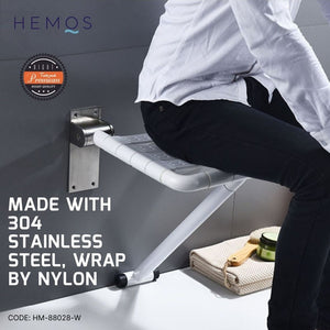 HEMOS BATHROOM STEEL NYLON WALL MOUNTED FOLDABLE SAFETY WALL STOOL SHOWER CHAIR HM-88027,88028-W