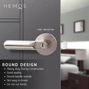 HEMOS 60-70MM TUBULAR LEVEL DOOR LOCK KUNCI TOMBOL PINTU RUMAH SILVER BLACK HM-5207