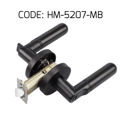 HEMOS 60-70MM TUBULAR LEVEL DOOR LOCK KUNCI TOMBOL PINTU RUMAH SILVER BLACK HM-5207