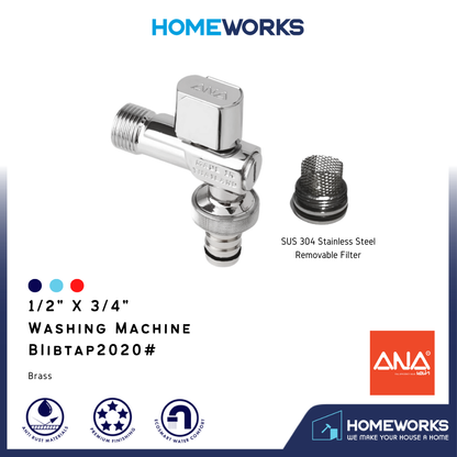 ANA 1/2" X 3/4" WASHING MACHINE BIBTAP 2020#