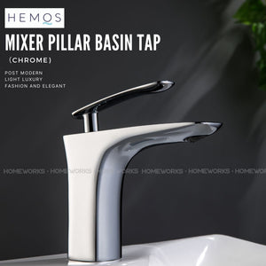 HEMOS BRASS MIXER PILLAR BASIN TAP HM-19007 AND MIXER TALL PILLAR BASIN TAP HM-19008