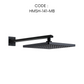 HEMOS BATHROOM RAIN SHOWER HEAD 9'' ABS C/W ARM MATT BLACK SQUARE KEPALA PANCURAN HUJAN HMSH-141-MB