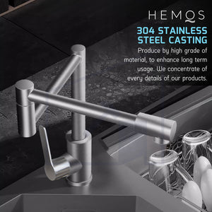 HEMOS KITCHEN FAUCET SUS 304 ROTABLE PILLAR / WALL SINK TAP KEPALA PAIP AIR DAPUR HM-18021,18022-MS