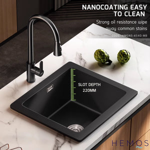 HEMOS KITHCHEN GRANITE NATURAL QUARTZ STONE 3.0MM THICKNESS KITCHEN SINK SINGLE DOUBLE BOWL BLACK