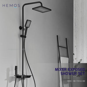 HEMOS BATHROOM FAUCET 4 MODE BRASS MIXER EXPOSED GREY & BLACK SHOWER SETS HM-19056