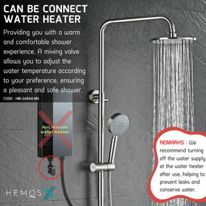 HEMOS X BATHROOM THREE WAY EXPOSED SHOWER SETS CONNECT WITH WATER HEATER MATT BLACK & GREY 26SERIES