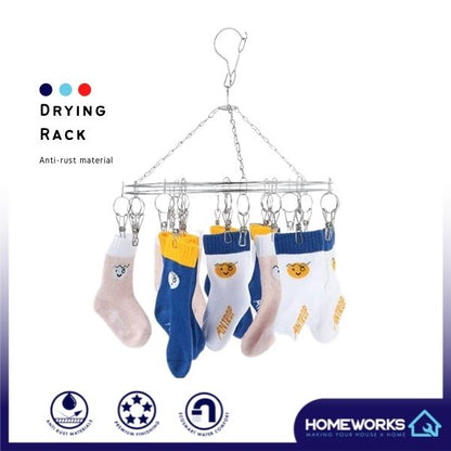 GOMEZ STEEL ROUND ANTI-WIND LOCK STOCKING HANGER WITH CLIPS PENYANGKUT STOKING GMH-2020