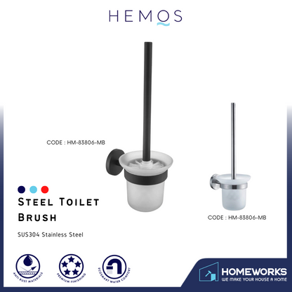 HEMOS SUS 304 STAINLESS STEEL TOILET BRUSH WITH HOLDER CONTAINER HMBF-83806