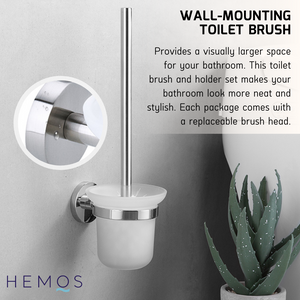 HEMOS SUS 304 STAINLESS STEEL TOILET BRUSH WITH HOLDER CONTAINER HMBF-83806