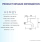 HEMOS BATHROOM FAUCET STAINLESS STEEL SUS 304 WALL BIB TAP HM-3305