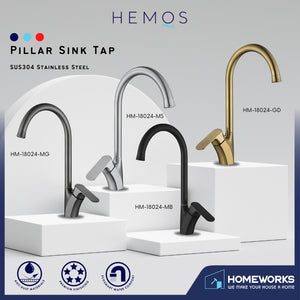 HEMOS KITCHEN FAUCET STAINLESS STEEL SUS 304 PILLAR SINK TAP KEPALA PAIP DAPUR HM-18024