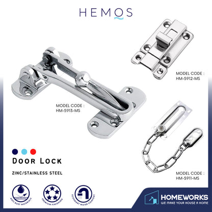 HEMOS HEAVY DUTY SECURITY DOOR CHAIN/SWING BAR DOOR LOCK/DOOR BOLTS LATCH ANTI-THEFT FOR HOME