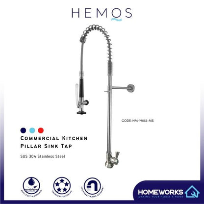 HEMOS COMMERCIAL RESTAURANT INDUSTRY KITCHEN PILLAR FLEXIBLE SINK TAP KEPALA PAIP DAPUR HM-19053
