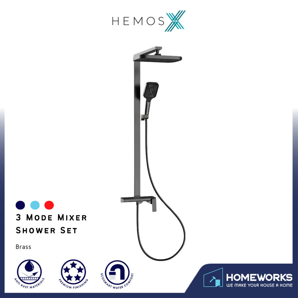 HEMOS BATHROOM FAUCET 3 MODE BRASS MIXER RAIN SHOWER SETS SET MANDIAN HMX-19073-MG
