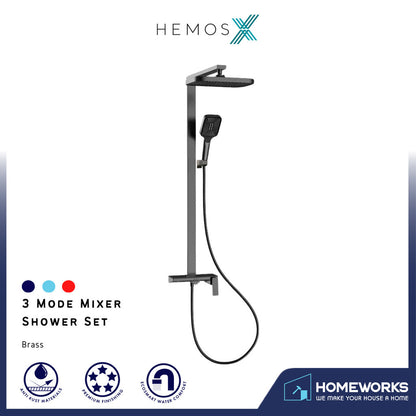 HEMOS BATHROOM FAUCET 3 MODE BRASS MIXER RAIN SHOWER SETS SET MANDIAN HMX-19073-MG