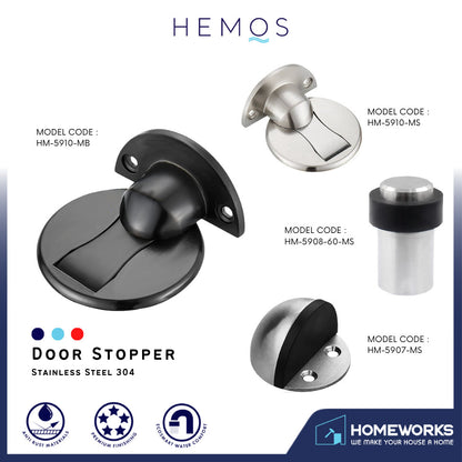 HEMOS PARTS SUS 304 MAGNET DOOR STOPPER HIDDEN FLOOR MOUNT DOOR CATCH FREE PUNCHING DOOR HM-5907-MS